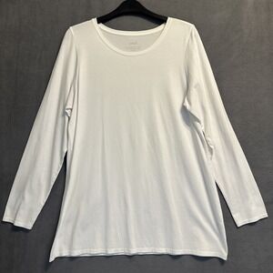 J. Jill Pure Jill Long Sleeve Stretch Cotton Tee Shirt Pima Cotton Size L White